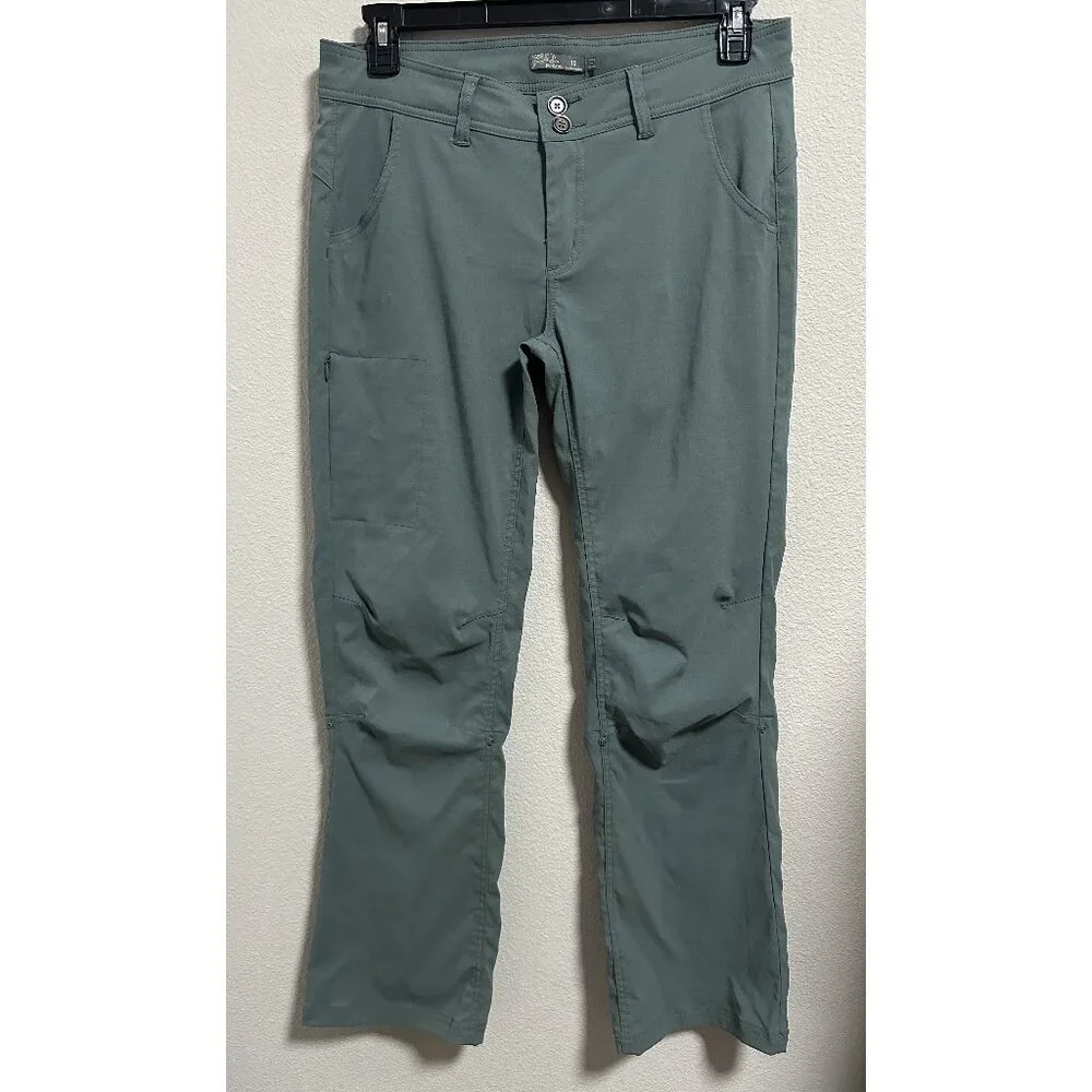 PrAna Halle Straight Smoky Blue Hiking Climbing Pants Stretch Roll-up Legs Sz 10 - Picture 11 of 13